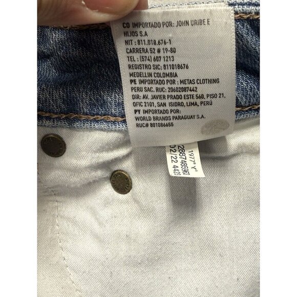 American Eagle Super Hi-Rise ALine Denim Skirt Sz 4 Raw Hem Button Front Rainbow - Picture 5 of 9